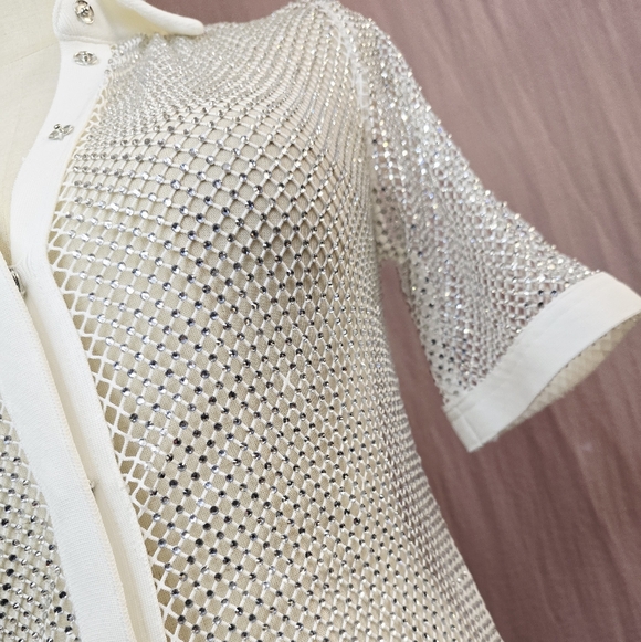 GINA EMBELLISHED RHINESTONE MESH SPARKLE BUTTON FRONT MAXI DRESS- Medium NWOT - Picture 11 of 12